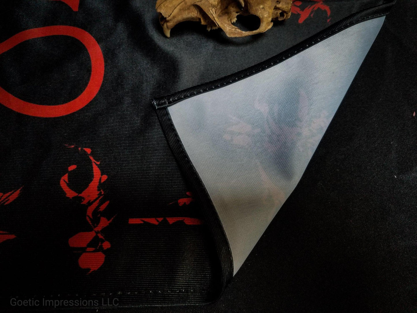 Black and red Leviathan altar cloth