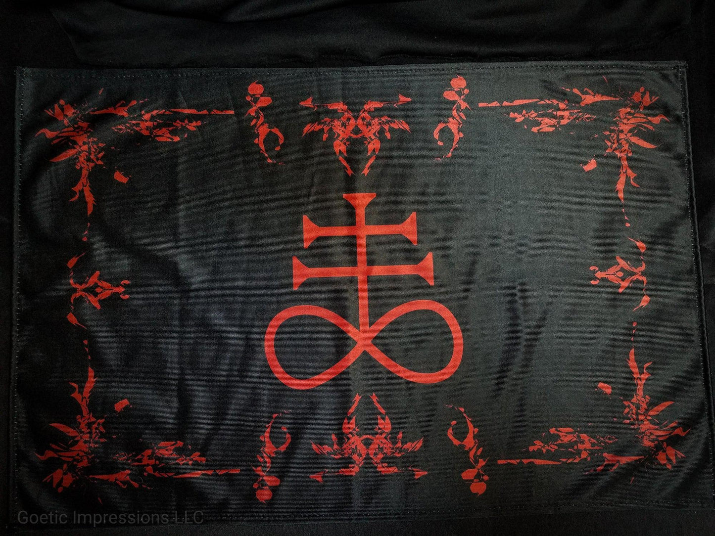 Black and red Leviathan altar cloth