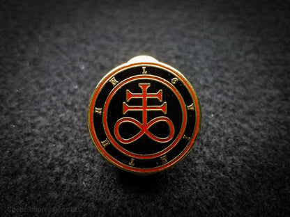 Red Leviathan cross hard enamel pin