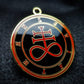 Red and black Leviathan sigil pendant with gold plating.