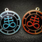 Blue and red Leviathan sigil pendants