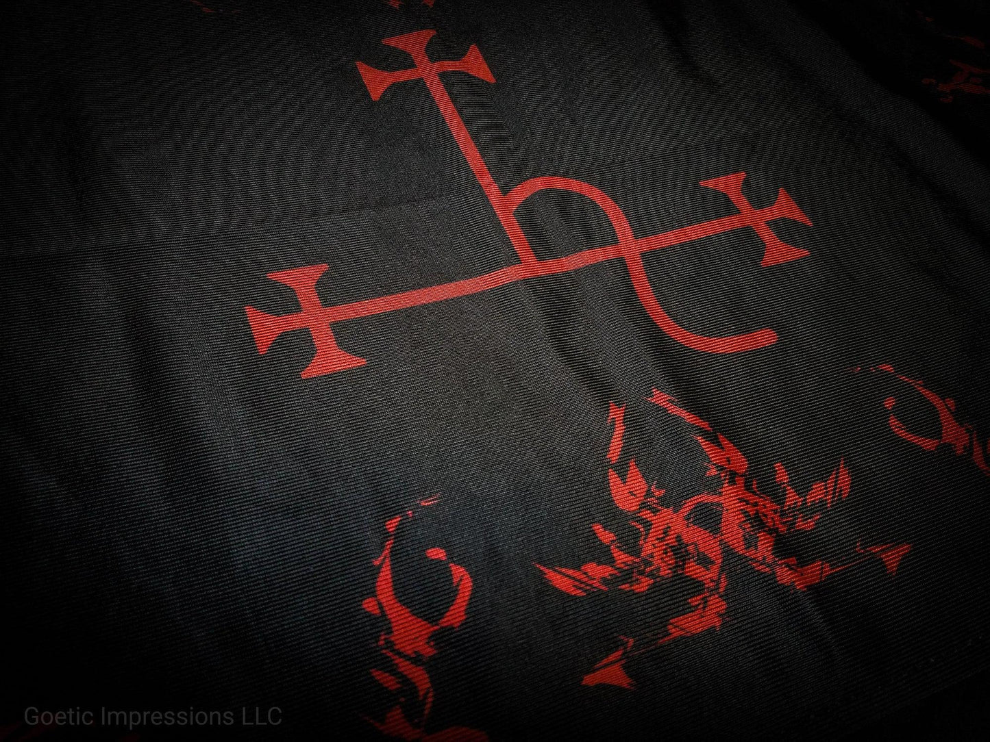 Black and red Lilith Altar cloth