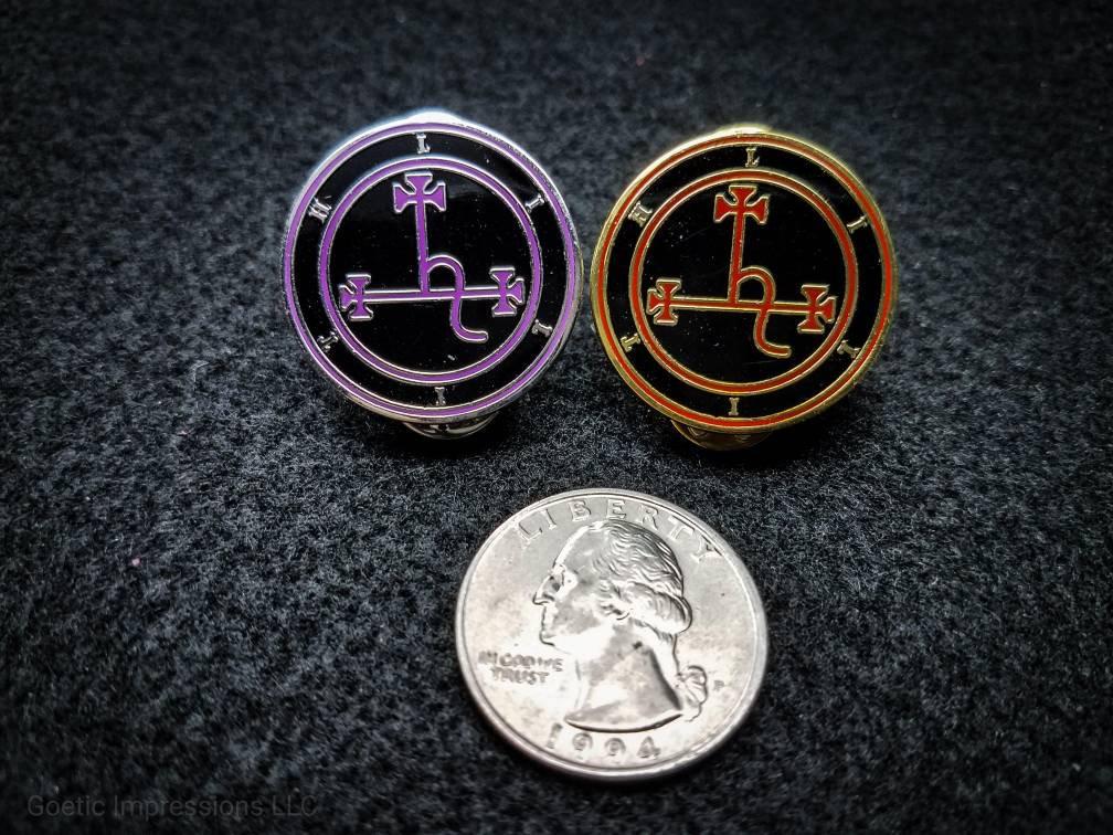 Purple and Red Lilith sigil hard enamel pins