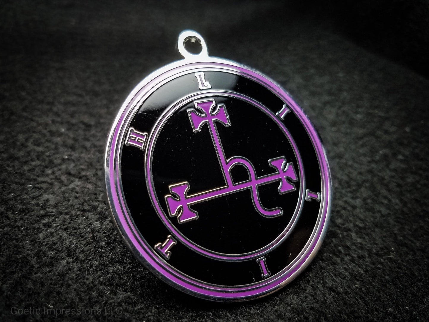 Purple and Silver Lilith sigil pendant