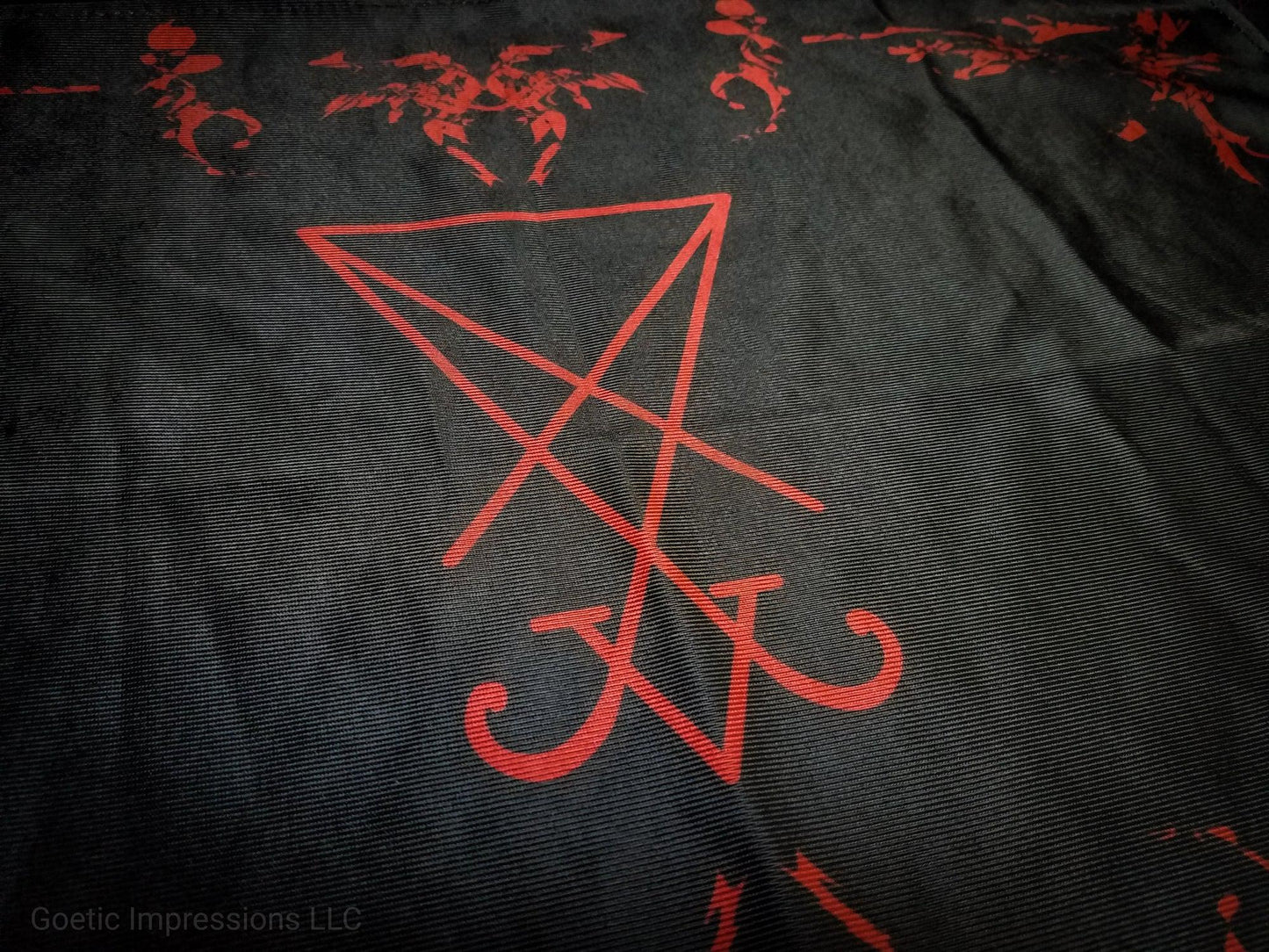 Black and red Lucifer sigil altar cloth