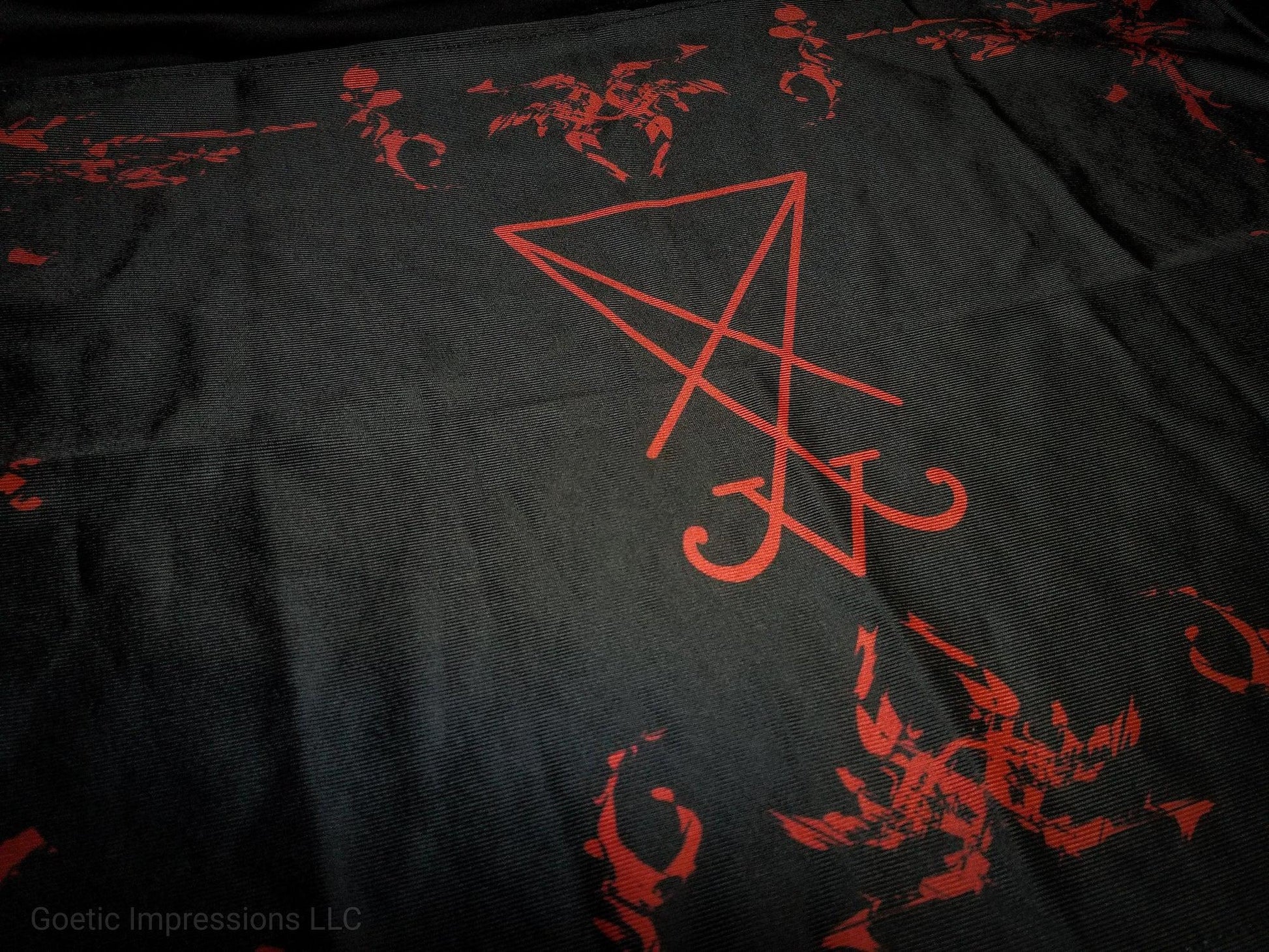 Black and red Lucifer sigil altar cloth