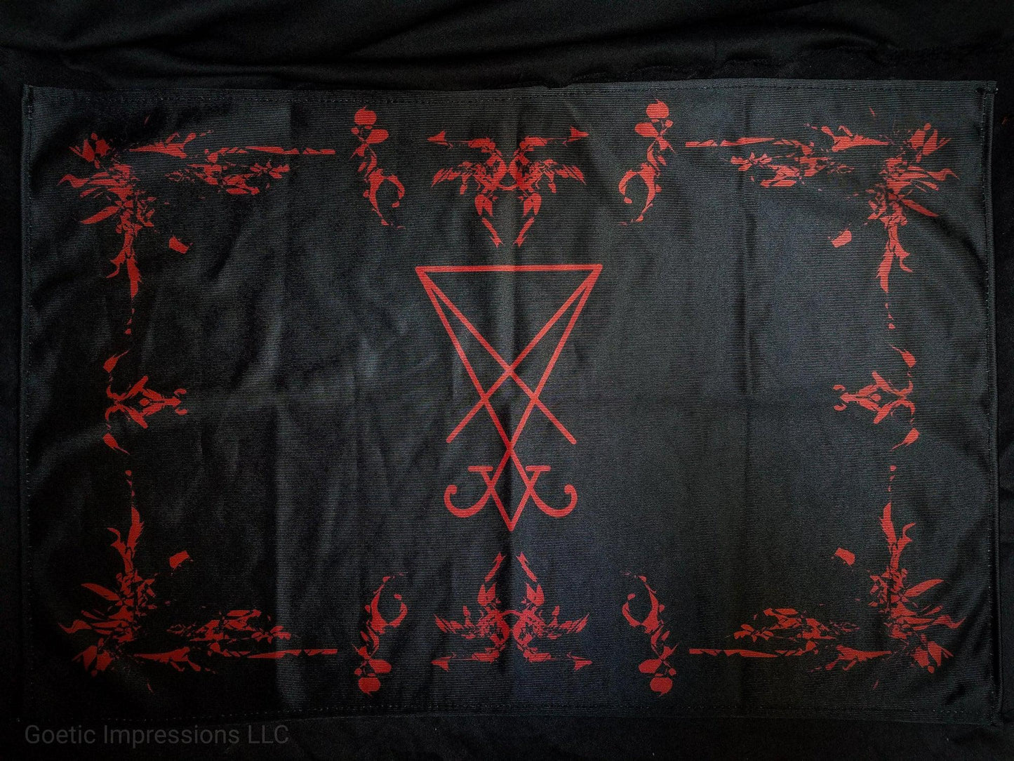 Black and red Lucifer sigil altar cloth