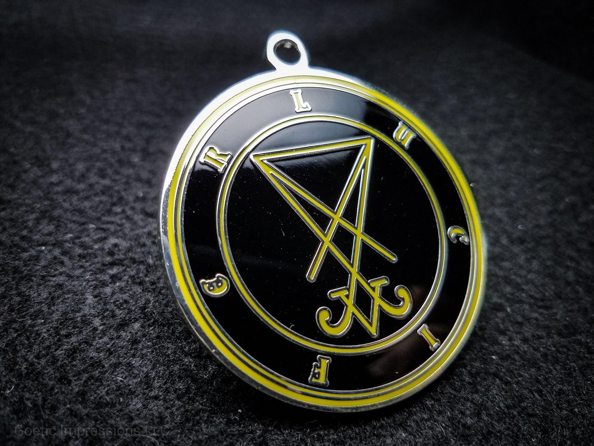 Yellow and Silver Lucifer seal talisman