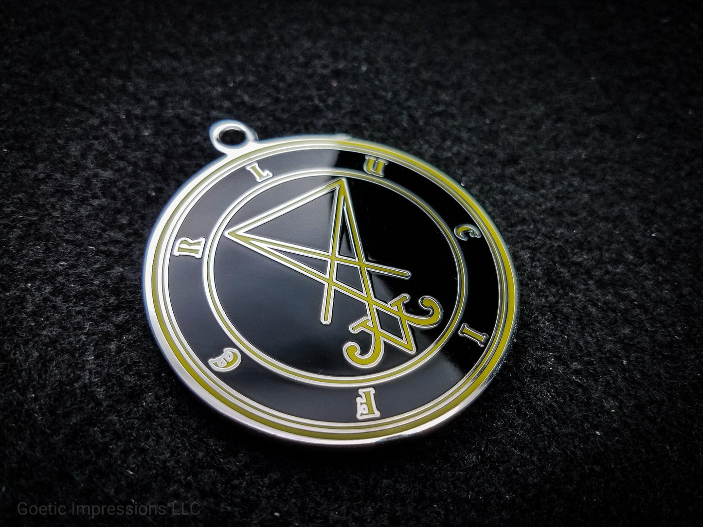 Yellow and Silver Lucifer seal amulet