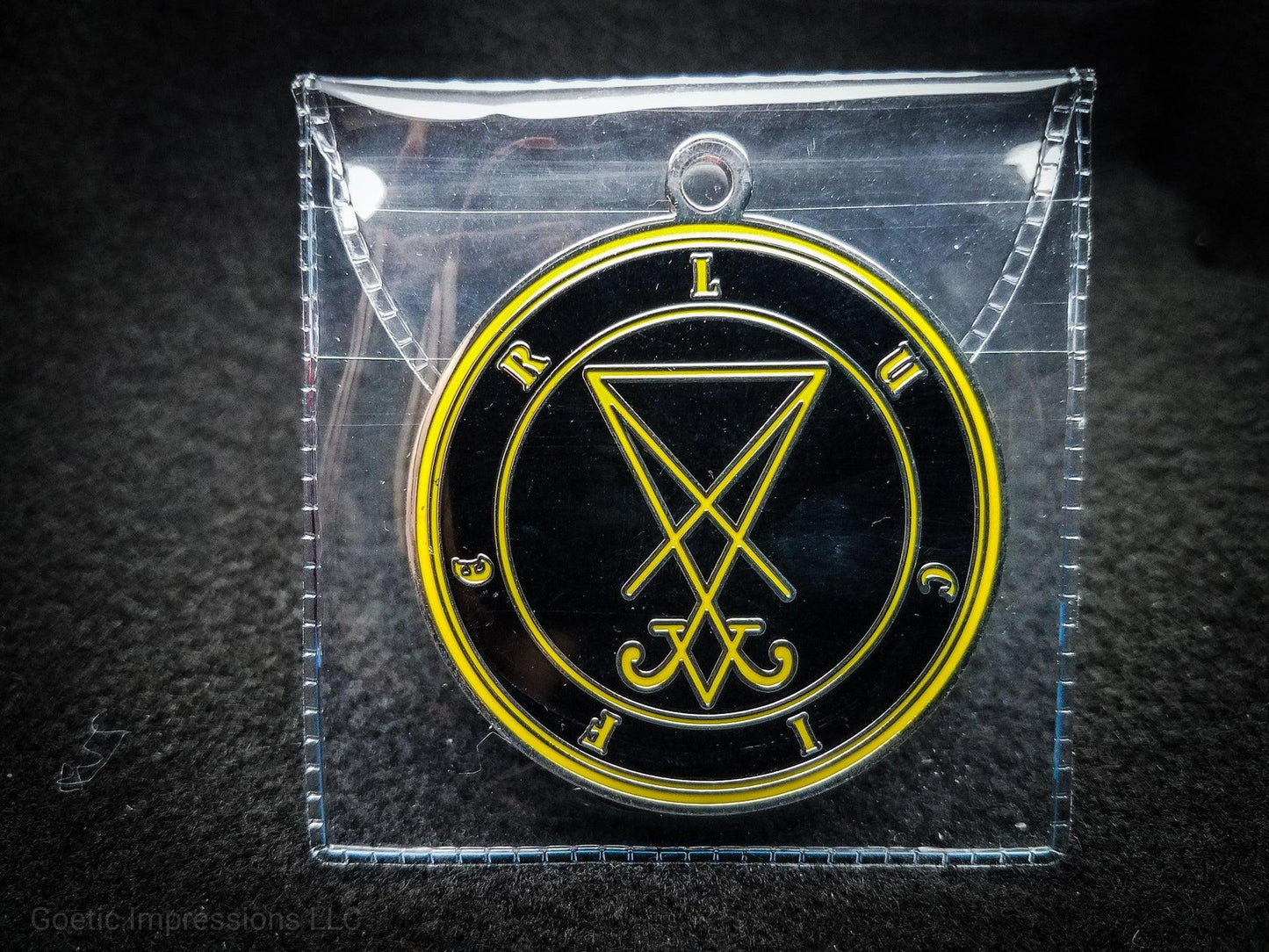 Adept Black and Yellow Lucifer medallion