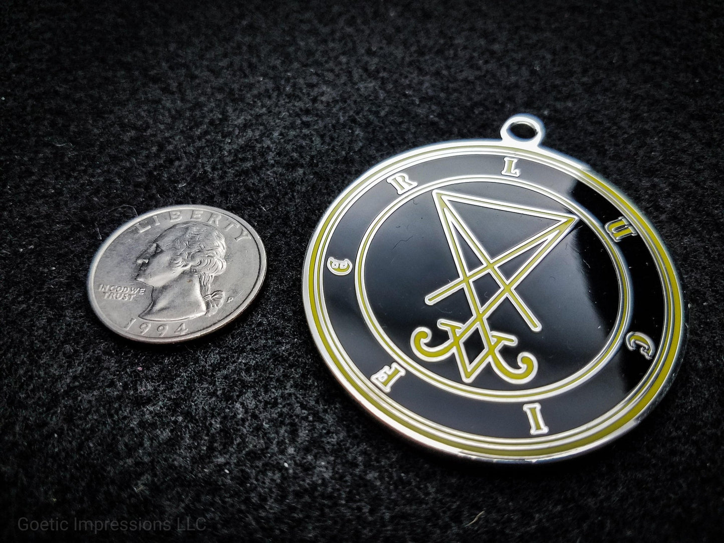 Black and yellow lucifer sigil talisman