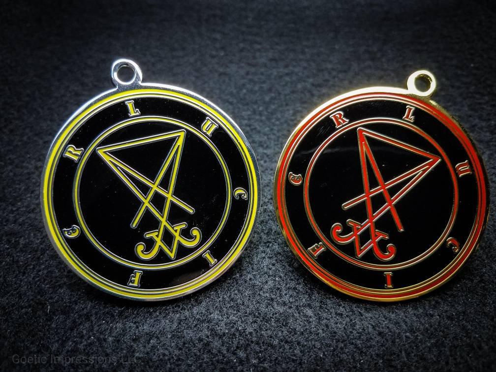 Red and Yellow Lucifer Sigil pendants