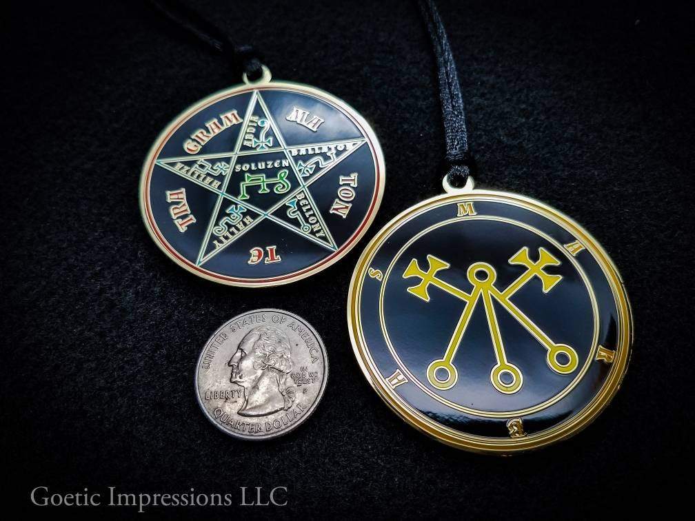Marbas sigil amulet with pentacle of solomon on reverse side
