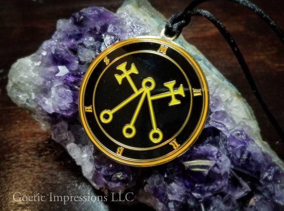 Marbas sigil pendant on a crystal amethyst