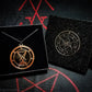 Red and Gold Lucifer necklace with gift box