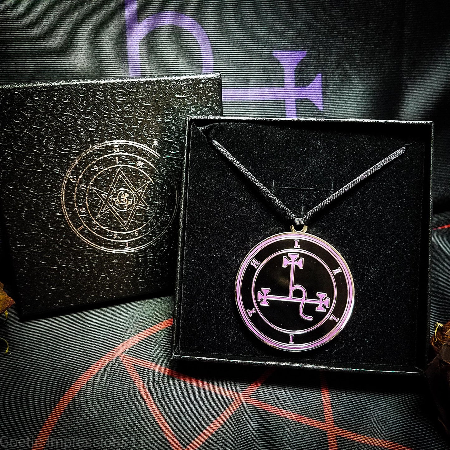 Purple and Silver Lilith seal pendant with gift box