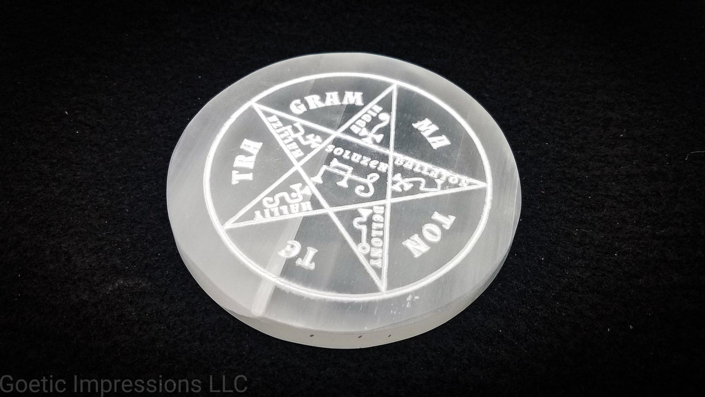 Pentacle of Solomon selenite charging plate