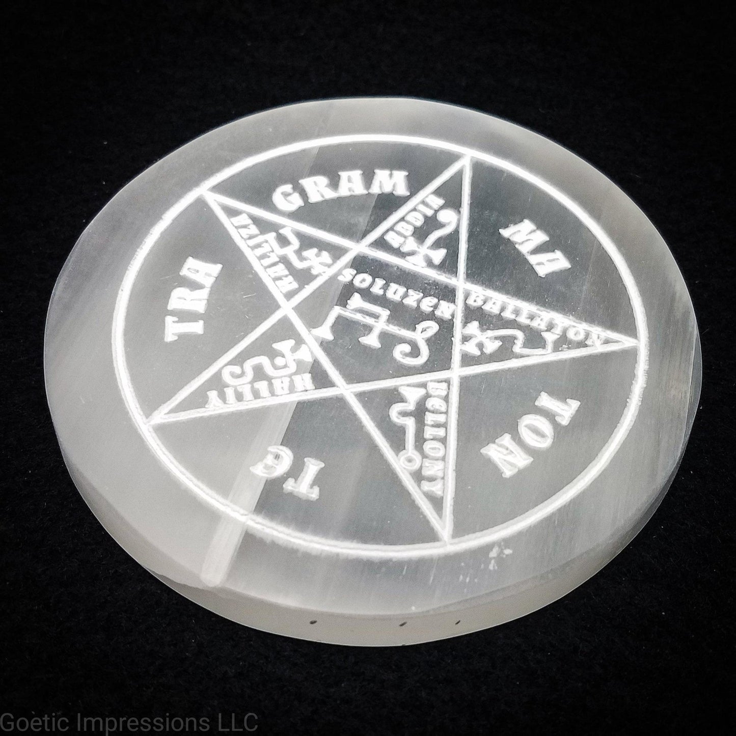 Pentacle of Solomon selenite charging plate