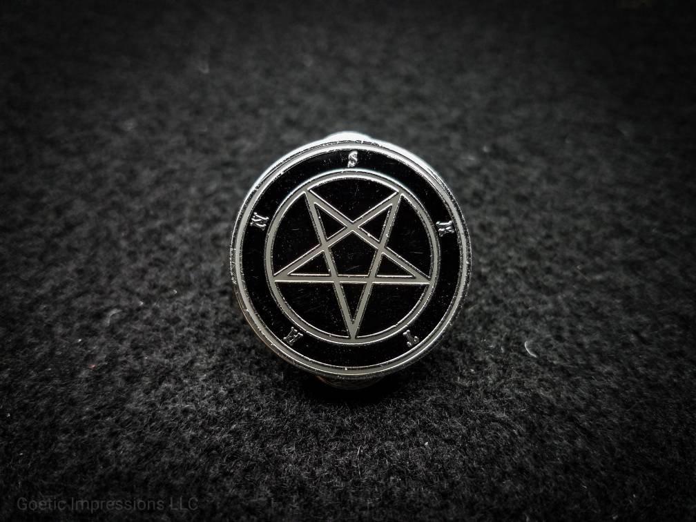 Black and Grey Satanic Satan hard enamel pin