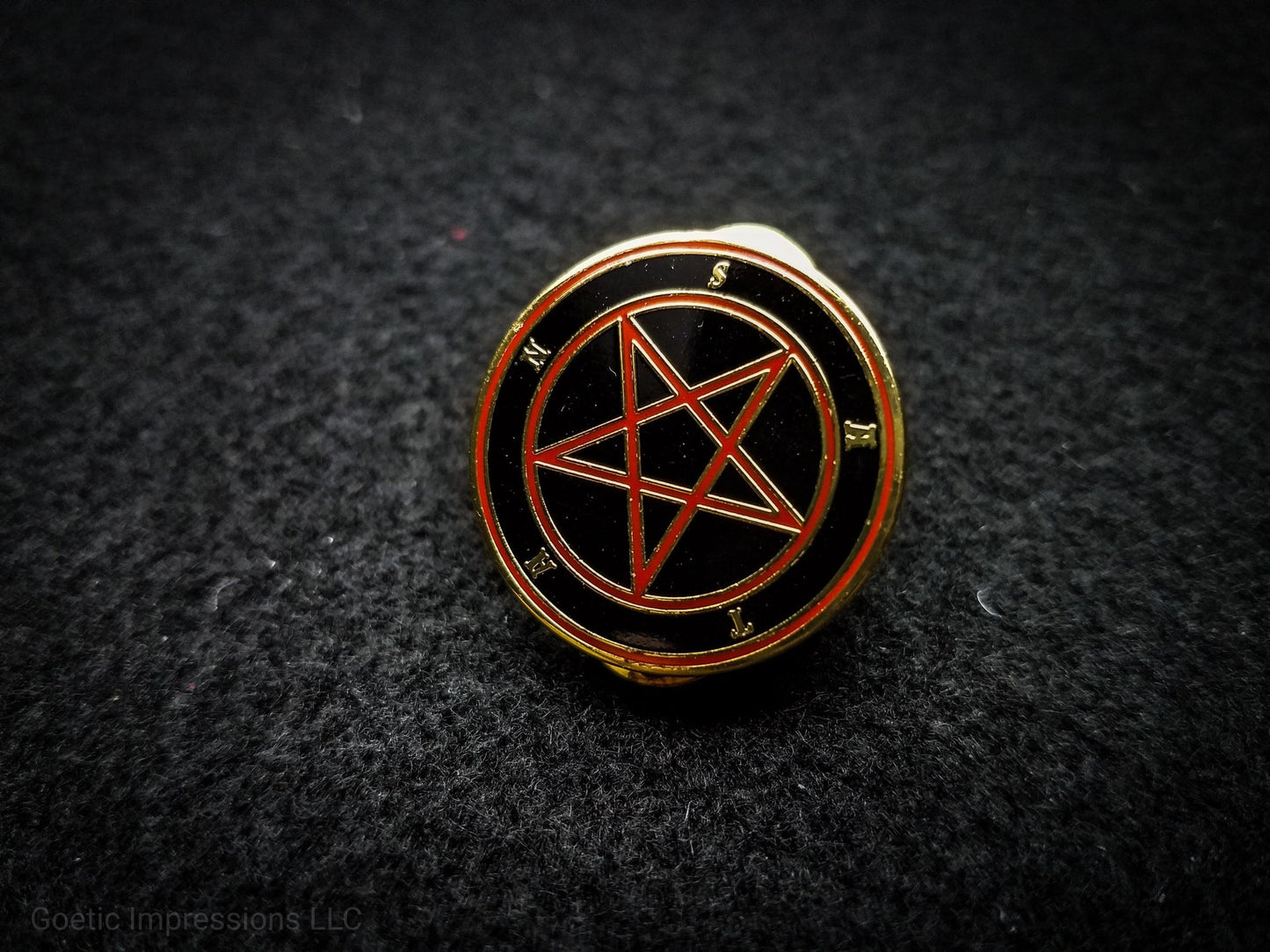 Red and Gold Satanic Satan hard enamel pin