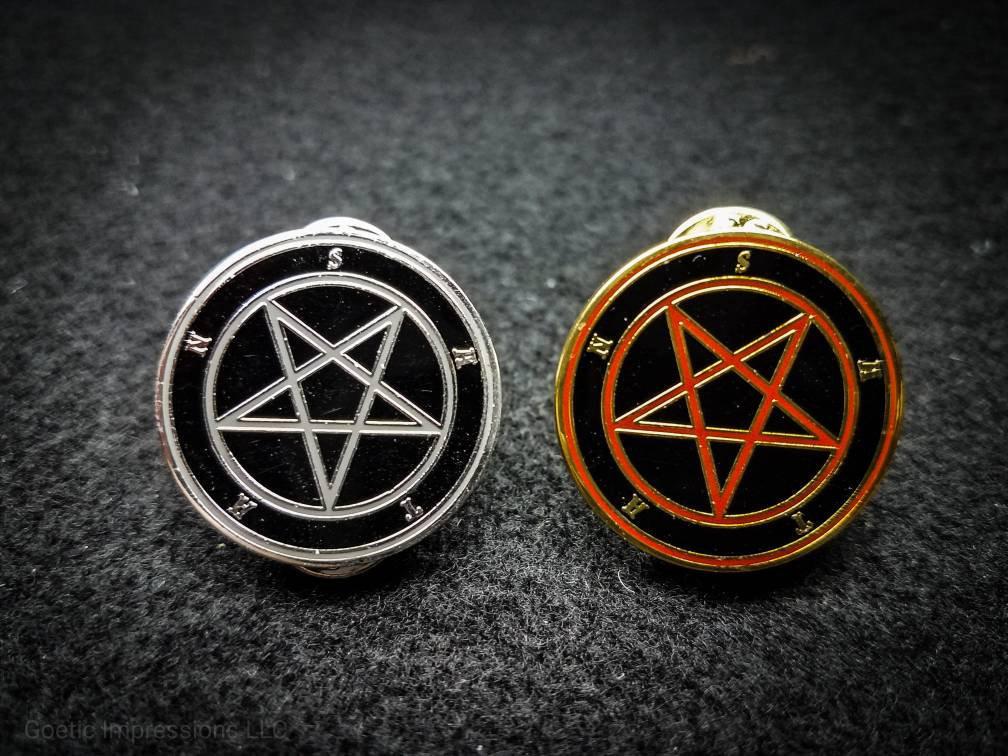 Black and Red Satan sigil hard enamel pin