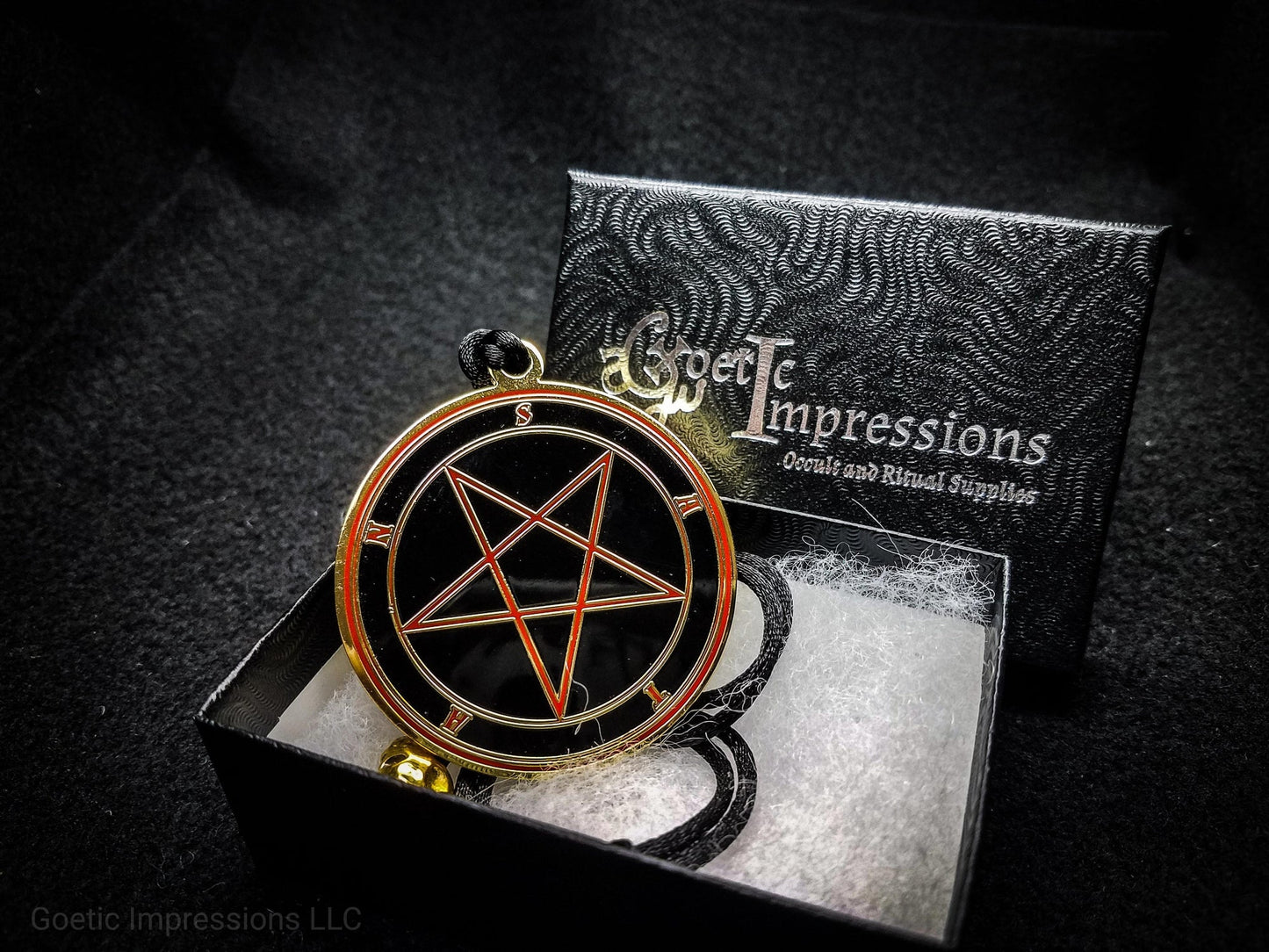 Magus Black, Gold and Red Satan Sigil medallion