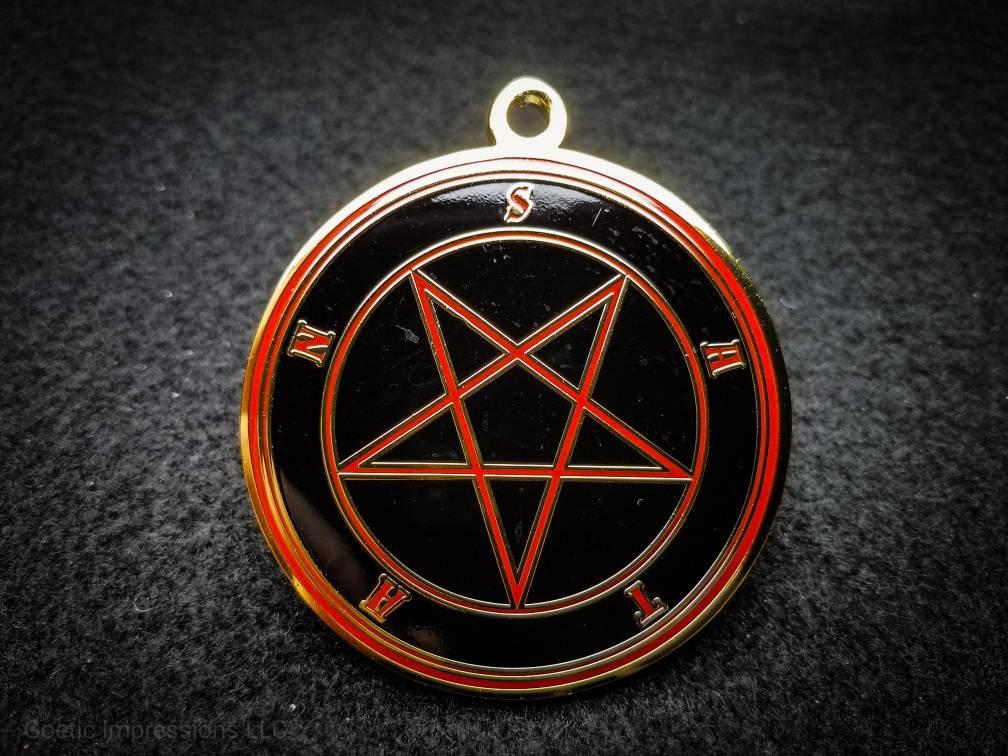 Black and red Satan seal medallion