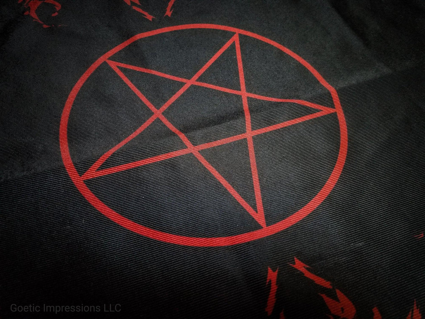 Black and Red Pentacle altar cloth