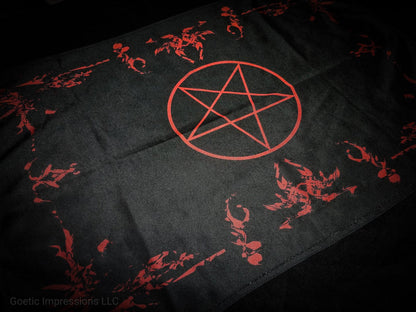 Black and Red Pentagram altar cloth