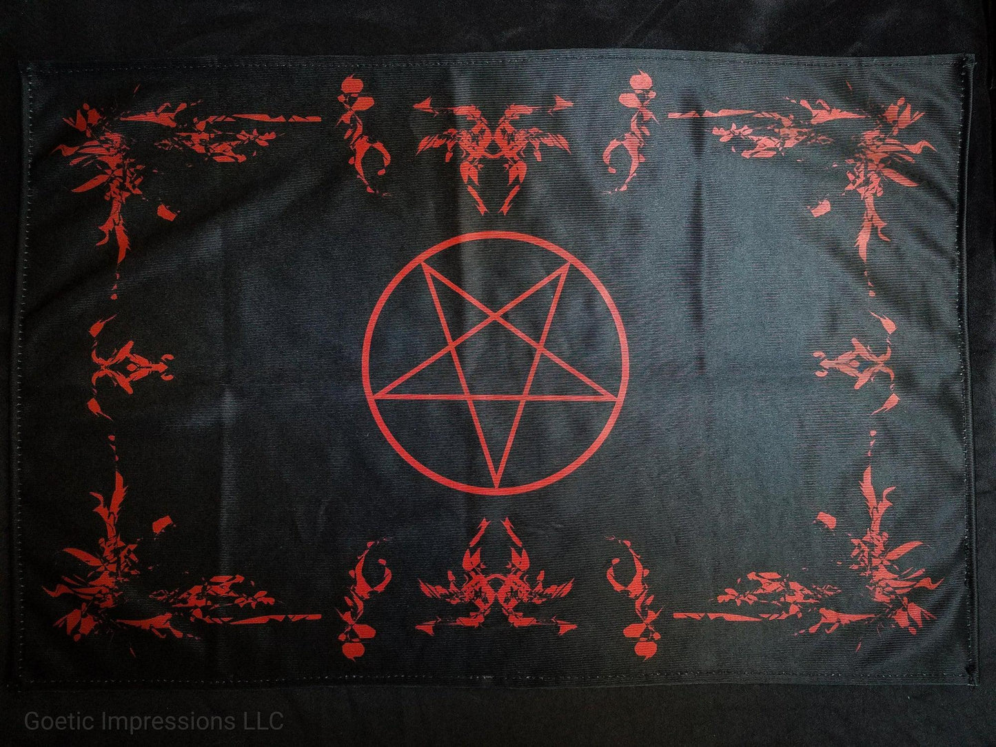 Black and Red Pentagram altar cloth