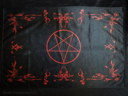 Black and Red Pentagram altar cloth