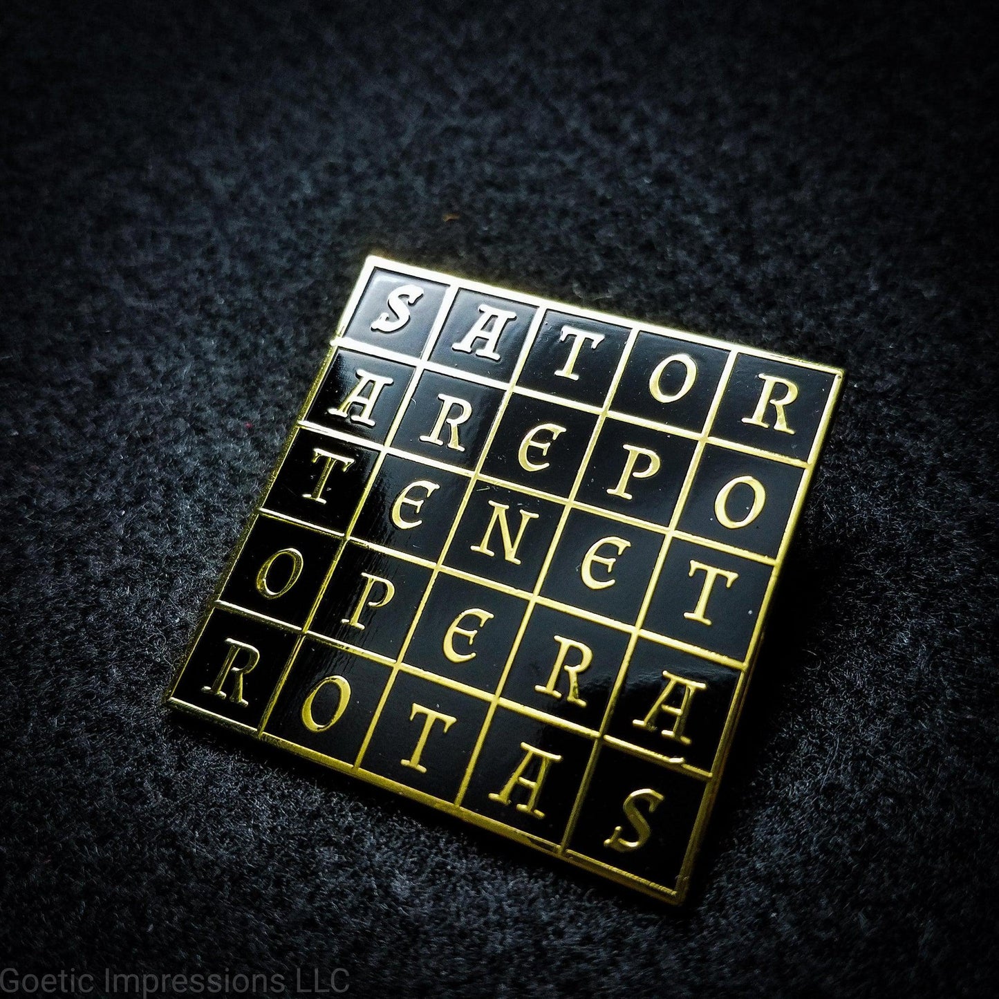 SATOR Square enamel pin.