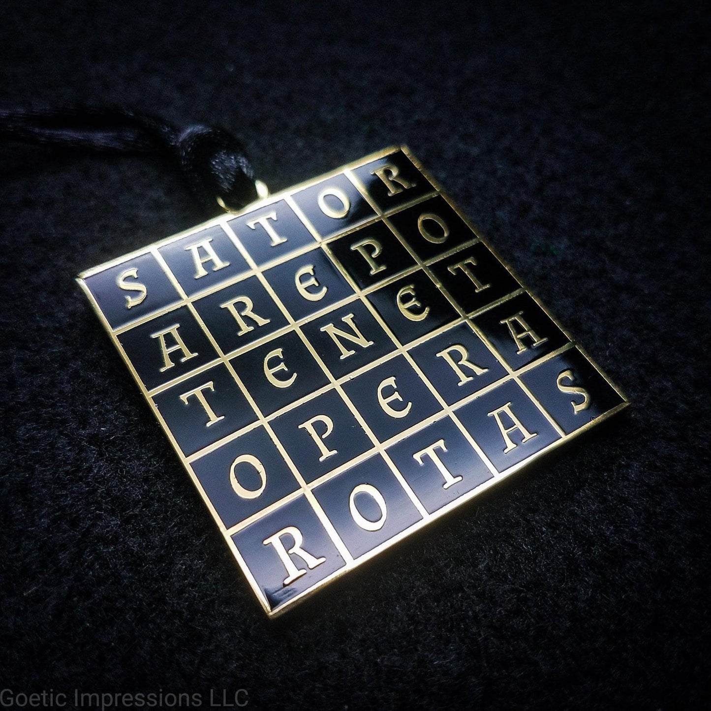 SATOR Square talisman featuring the Chi Rho symbol with Alpha and Omega on the reverse side.