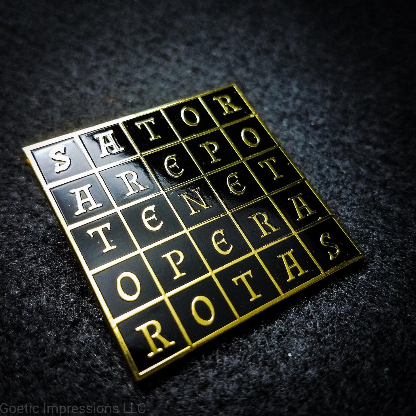 SATOR Square enamel pin.