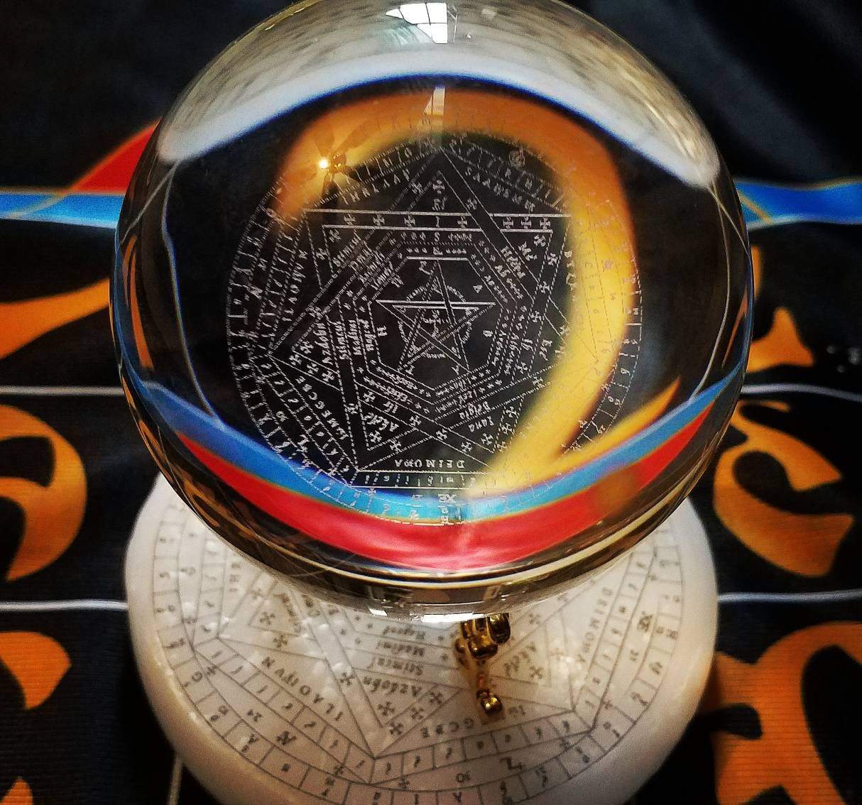 Sigillum Dei Aemeth crystal ball on a wax sigillum