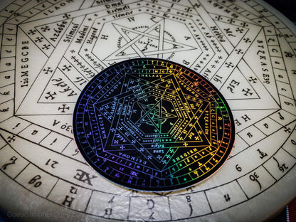 Enochian Holographic sticker on a wax sigillum dei aemeth