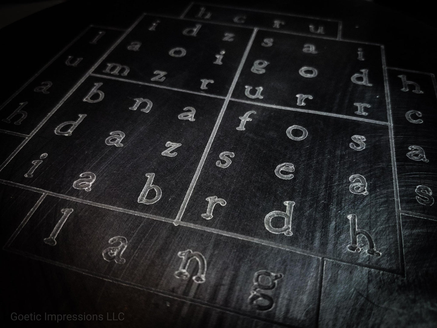 Black Tablet of Nalvage made in wax in English Text. Used in Enochian Magickal practices.