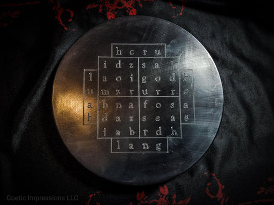 Black Tablet of Nalvage made in wax in English Text. Used in Enochian Magickal practices.