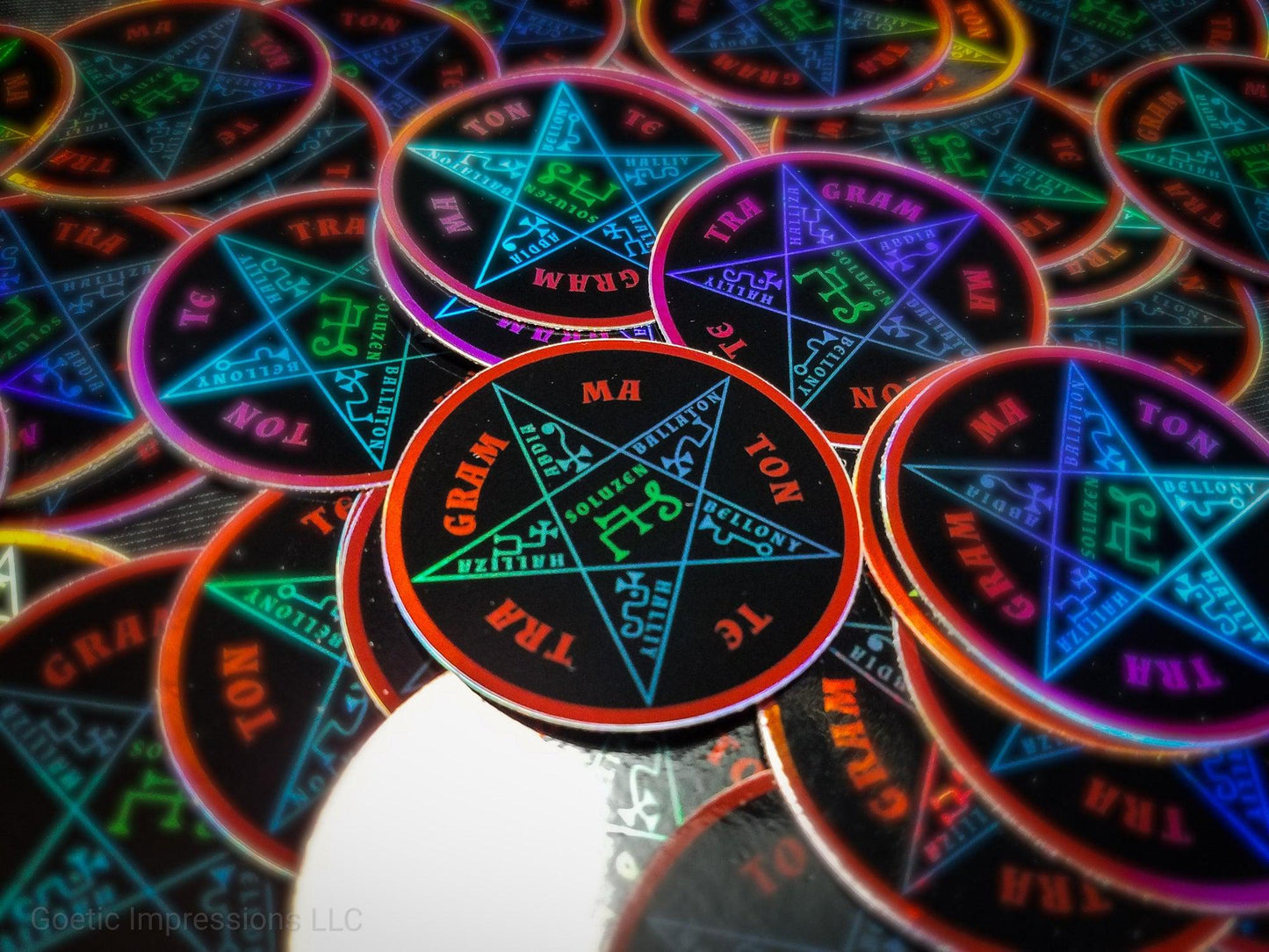 Ars Goetia Tetragrammaton Pentacle of Solomon holographic sticker.