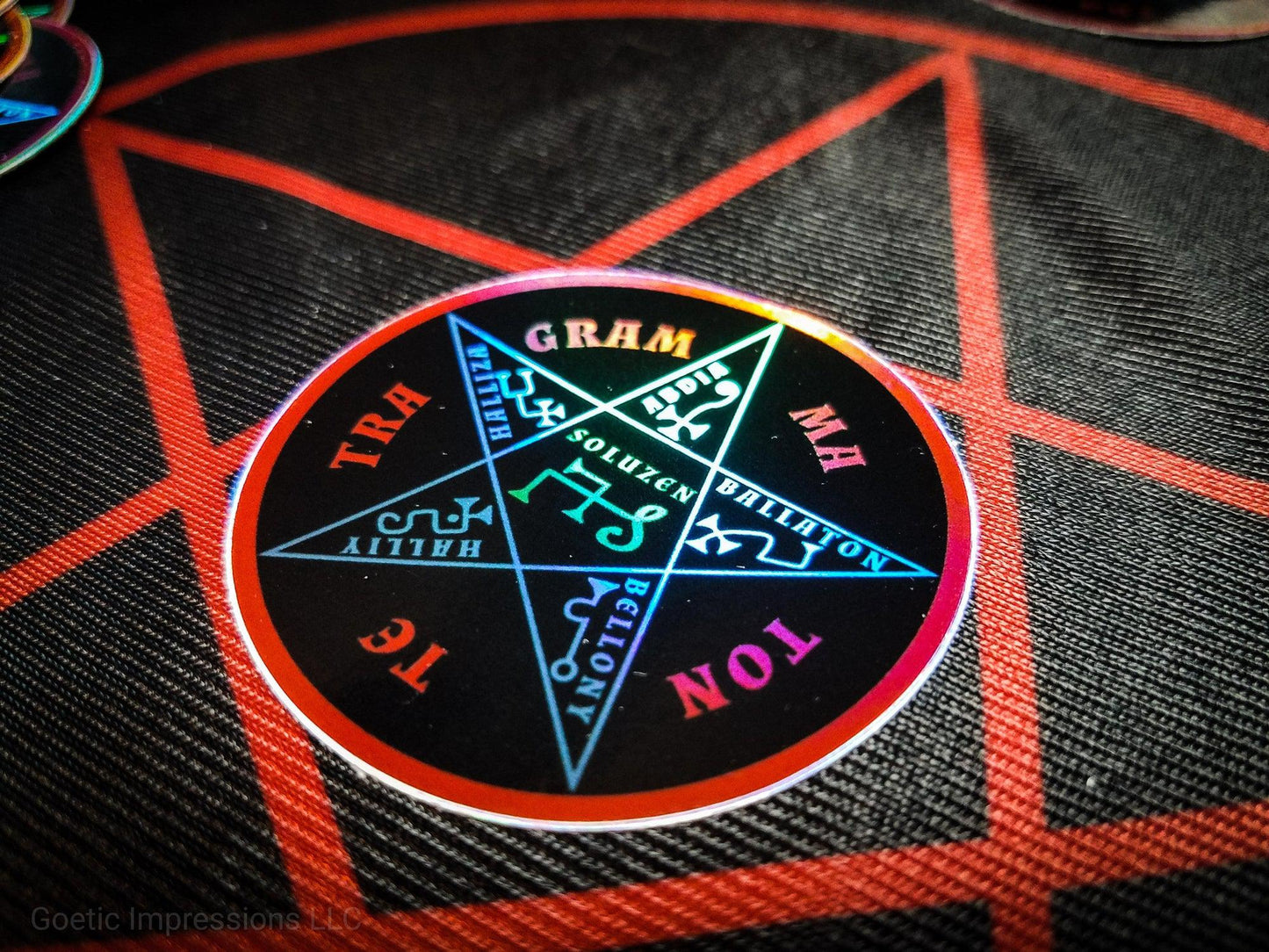 Pentacle of Solomon sticker featuring ritual accurate colors.