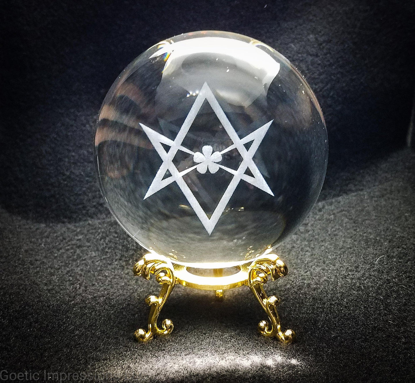 Thelemic Unicursal Hexagram sigil crystal ball