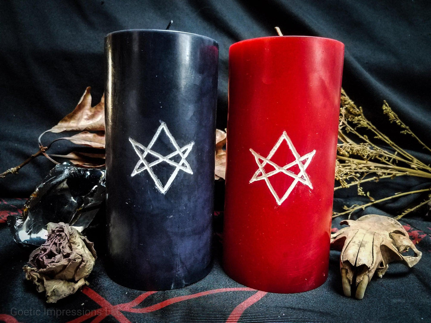 Unicursal Hexagram sigil pillar candles