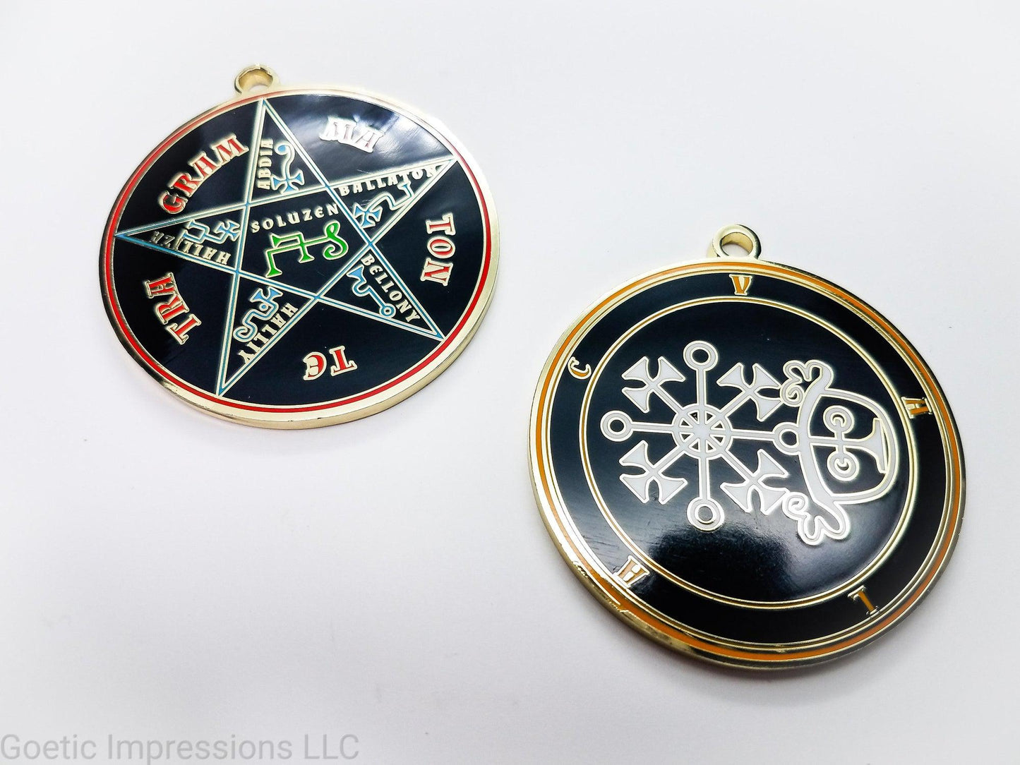 Seal of Valac sigil pendant with Pentacle of Solomon on reverse side.