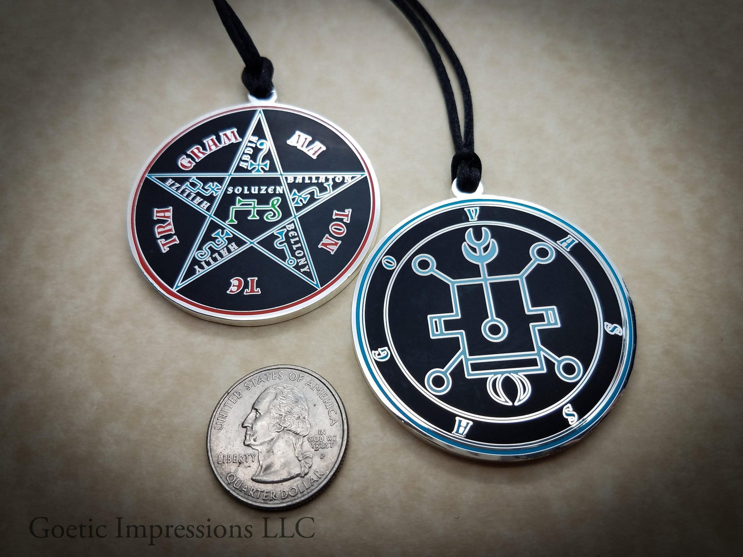 Vassago sigil amulet with pentacle of solomon on back side