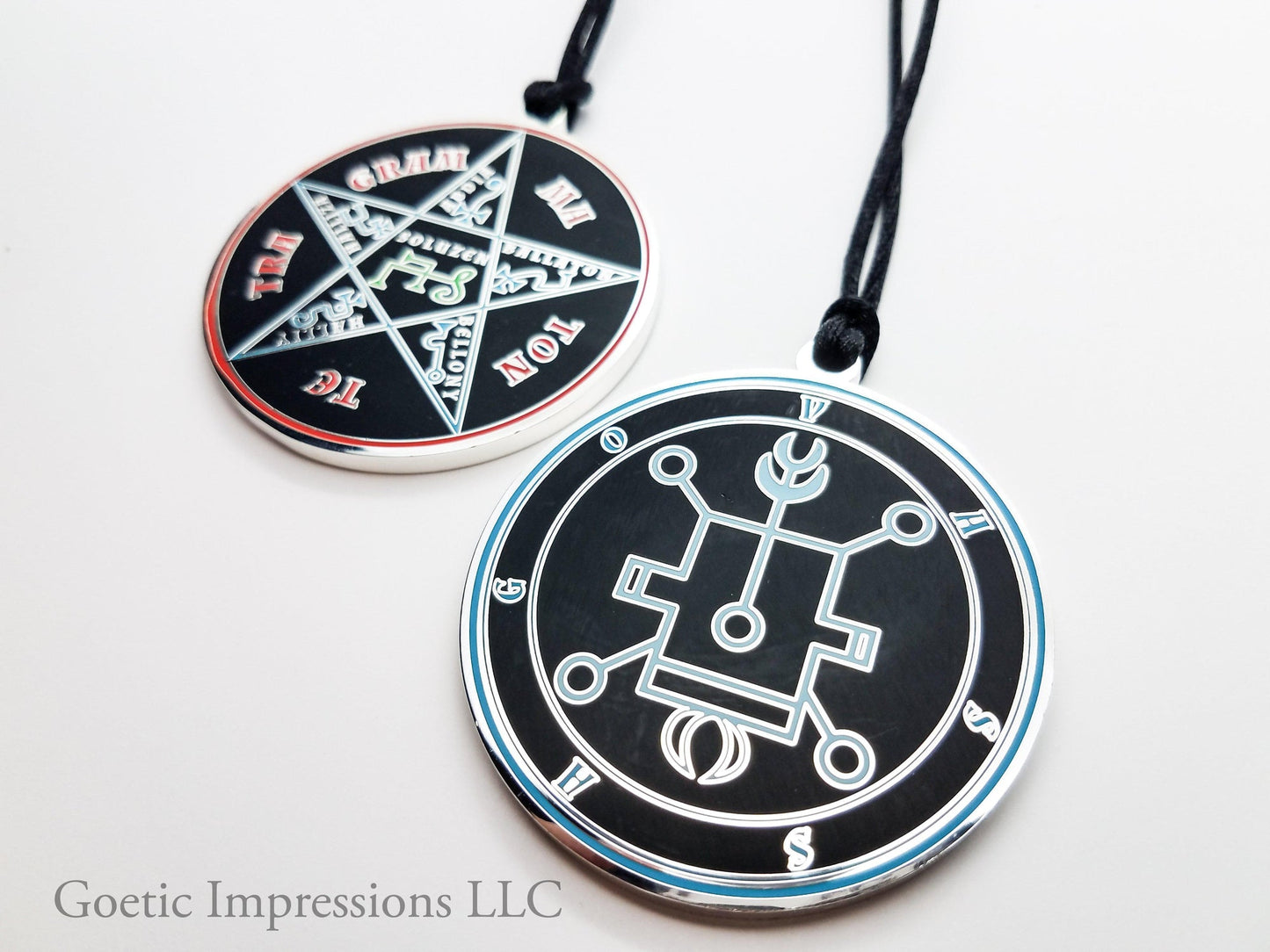 Ars Goetia Vassago sigil pendant with TETRAGRAMMTON on reverse side