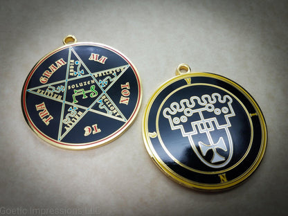 Lesser Key of Solomon: Ars Goetia, Goetic Seal Vine sigil pendant with feautring the Pentacle of Solomon on the reverse side.